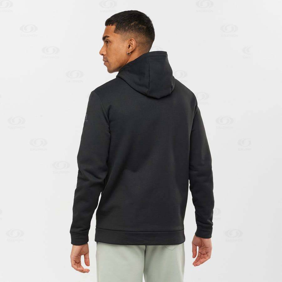 Black Salomon ESSENTIAL WARM FLEECE Men's Hoodie | US-M2014