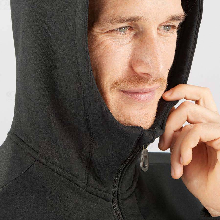 Black Salomon ESSENTIAL WARM FLEECE Men's Hoodie | US-M2014