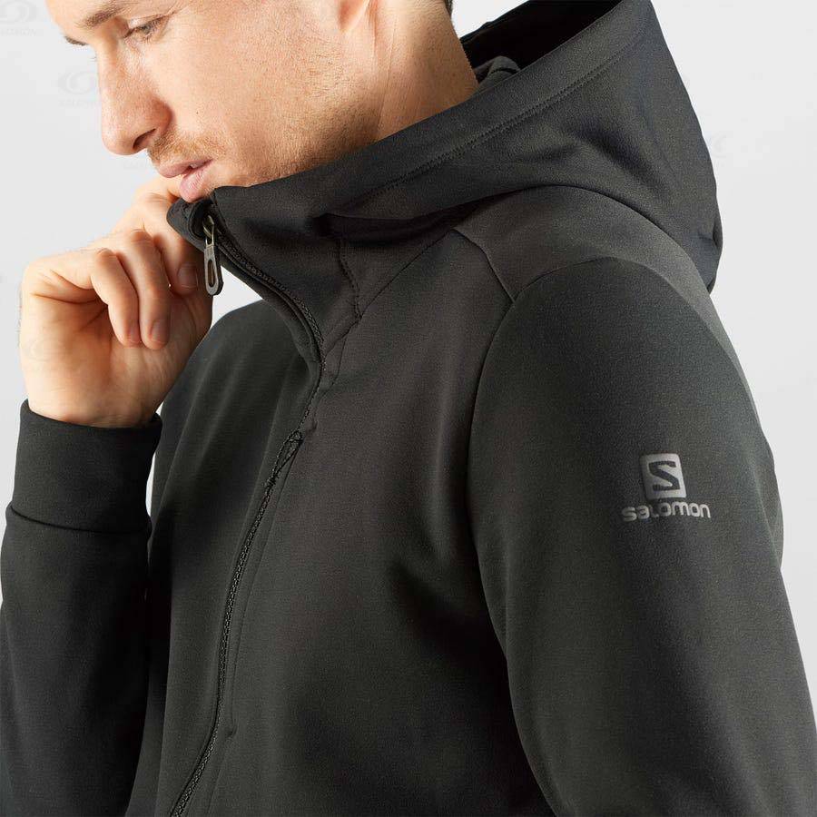 Black Salomon ESSENTIAL WARM FLEECE Men's Hoodie | US-M2014