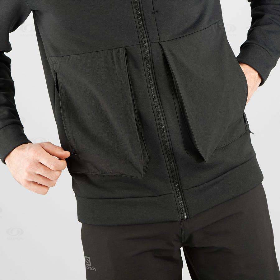 Black Salomon ESSENTIAL WARM FLEECE Men's Hoodie | US-M2014