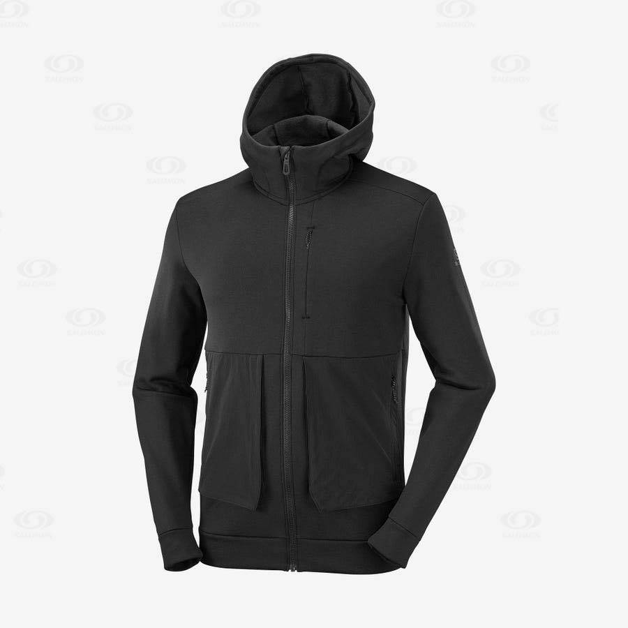 Black Salomon ESSENTIAL WARM FLEECE Men\'s Hoodie | US-M2014