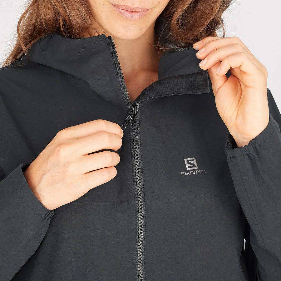 Black Salomon ESSENTIAL WATERPROOF 2.5L Women's Waterproof Jackets | US-N1694