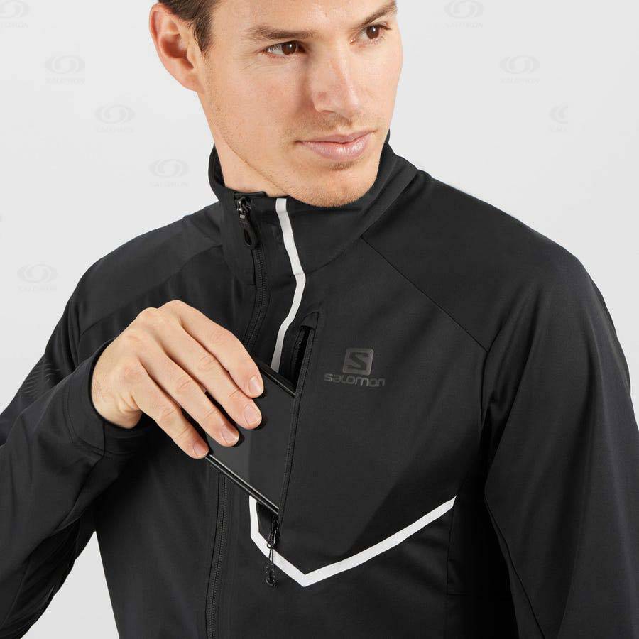 Black Salomon GORE-TEX INFINIUM™ WINDSTOPPER® PRO Men's Softshell Jackets | US-L1865