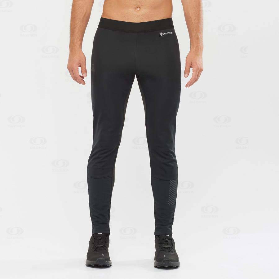 Black Salomon GORE TEX INFINIUM™ WINDSTOPPER® Men's Running Tights | US-M2497