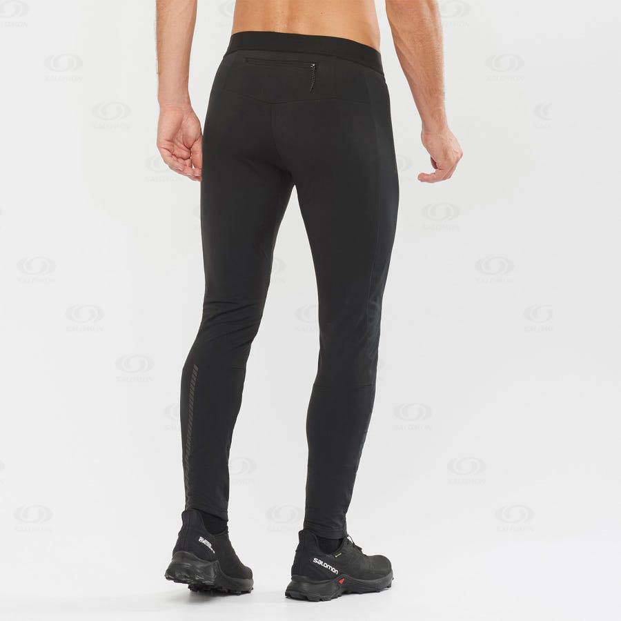 Black Salomon GORE TEX INFINIUM™ WINDSTOPPER® Men's Running Tights | US-M2497