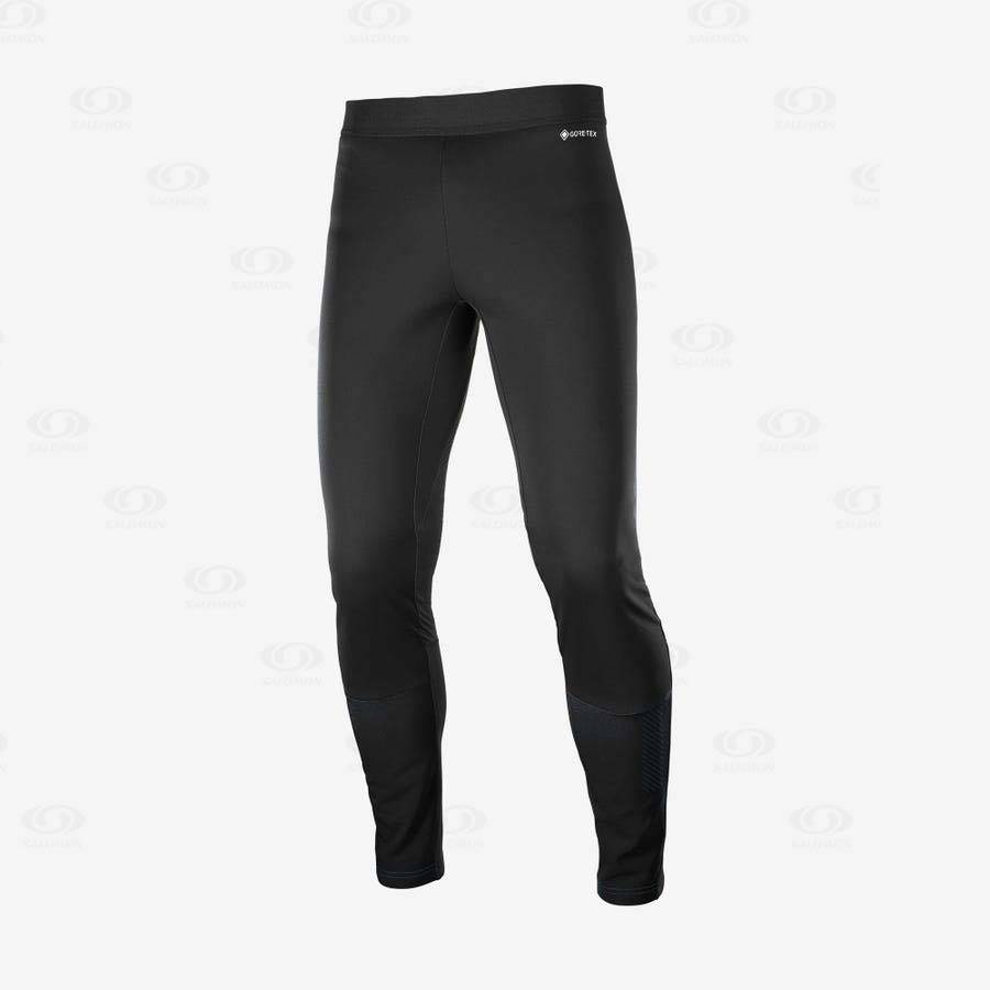 Black Salomon GORE TEX INFINIUM™ WINDSTOPPER® Men\'s Running Tights | US-M2497