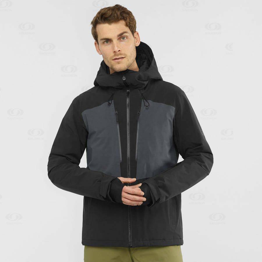 Black Salomon HIGHLAND Men's Ski Jackets | US-A2410