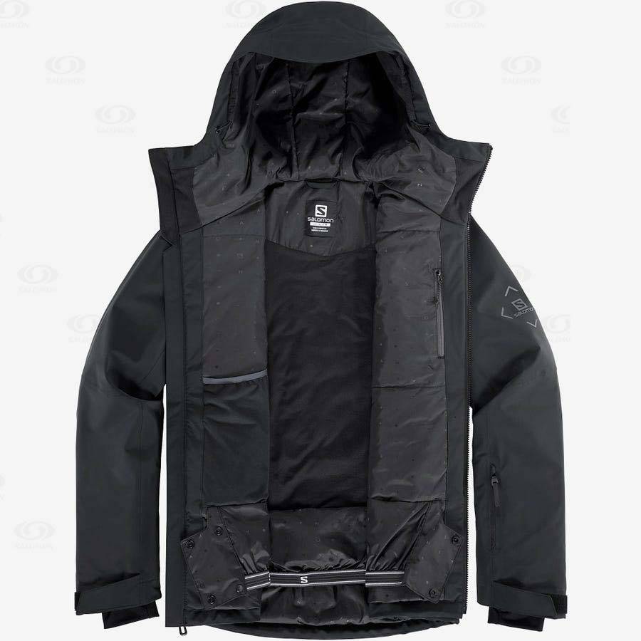 Black Salomon HIGHLAND Men's Ski Jackets | US-A2410