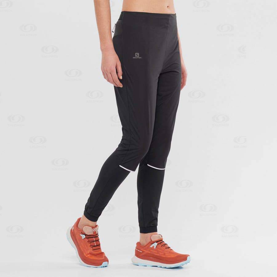 Black Salomon LIGHT SHELL Women's Running Tights | US-N1120