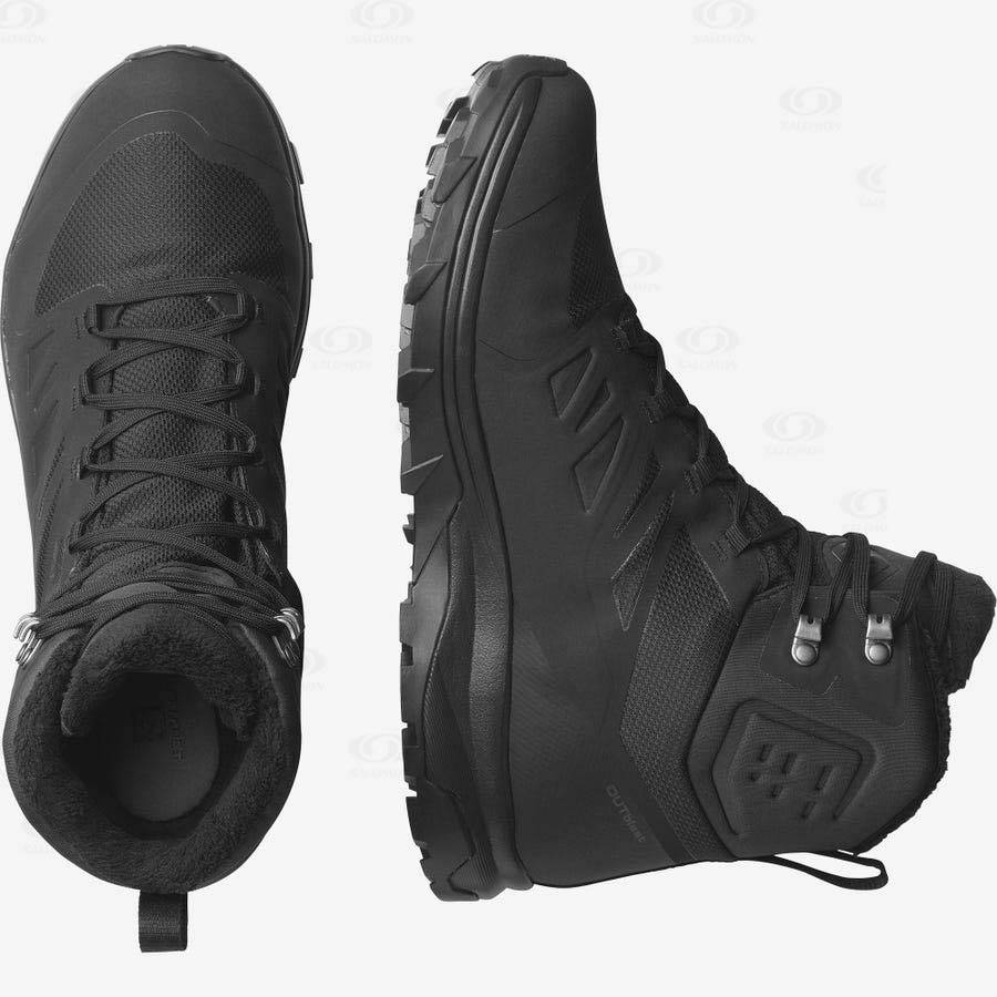 Black Salomon OUTBLAST THINSULATE™ CLIMASALOMON™ WATERPROOF Men's Winter Boots | US-A2613