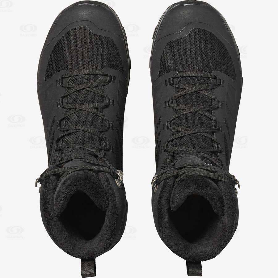 Black Salomon OUTBLAST THINSULATE™ CLIMASALOMON™ WATERPROOF Men's Winter Boots | US-A2613