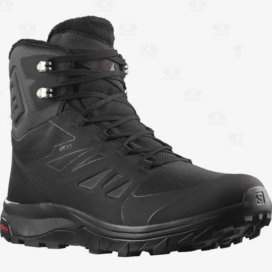 Black Salomon OUTBLAST THINSULATE™ CLIMASALOMON™ WATERPROOF Men's Winter Boots | US-A2613