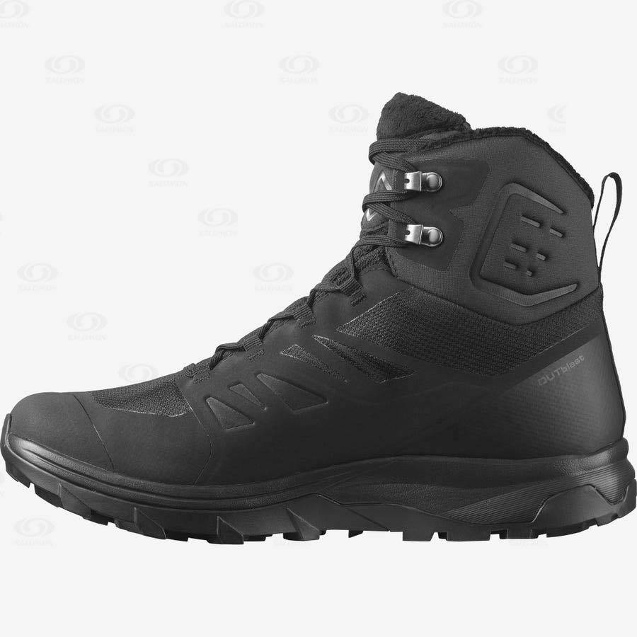 Black Salomon OUTBLAST THINSULATE™ CLIMASALOMON™ WATERPROOF Men's Winter Boots | US-A2613