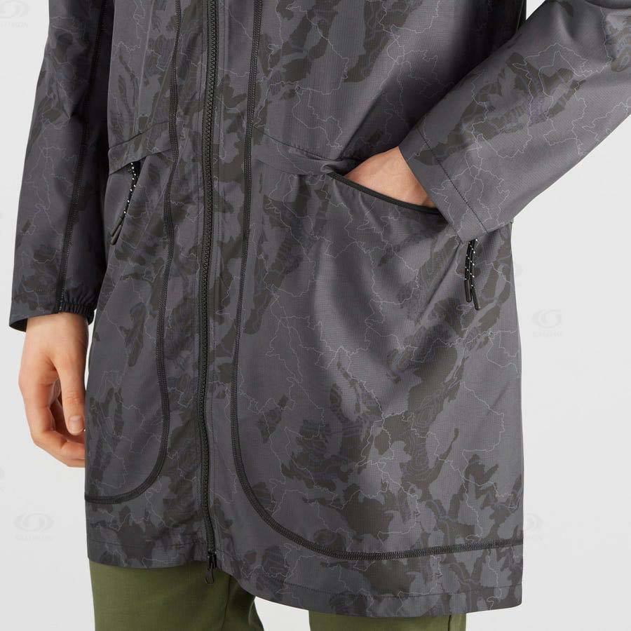 Black Salomon OUTLIFE LONG PACKABLE Men's Windbreakers Jacket | US-N1225