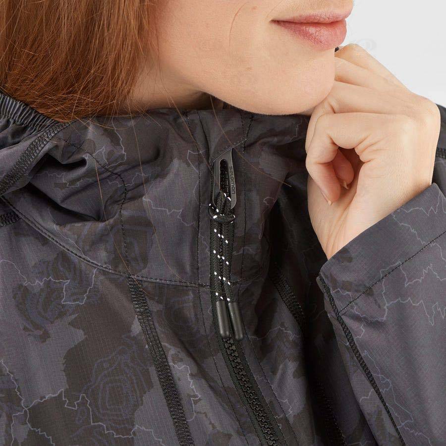 Black Salomon OUTLIFE LONG PACKABLE Women's Windbreakers Jacket | US-O1581