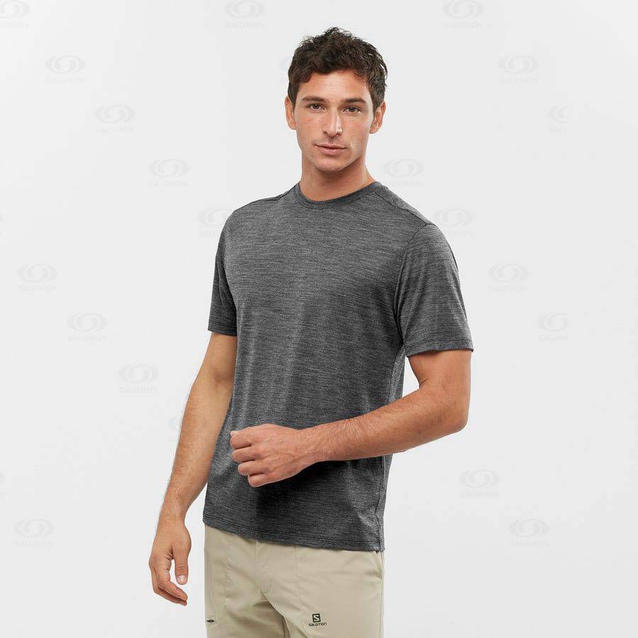 Black Salomon OUTLIFE MERINO BLEND Men's T Shirts | US-O1119