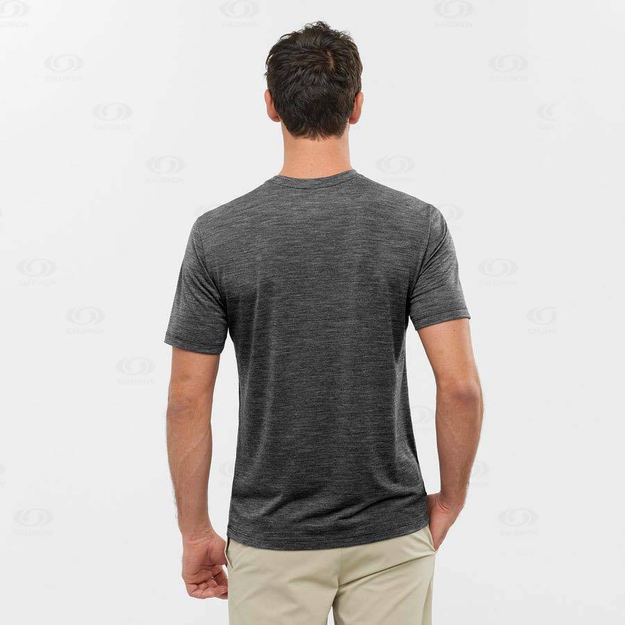 Black Salomon OUTLIFE MERINO BLEND Men's T Shirts | US-O1119