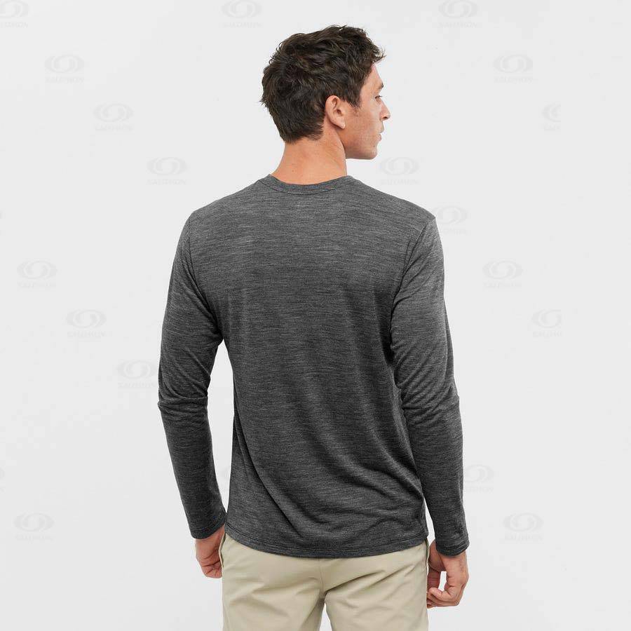 Black Salomon OUTLIFE MERINO BLEND Men's T Shirts | US-S2157