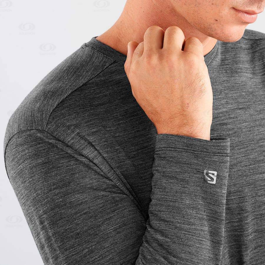 Black Salomon OUTLIFE MERINO BLEND Men's T Shirts | US-S2157