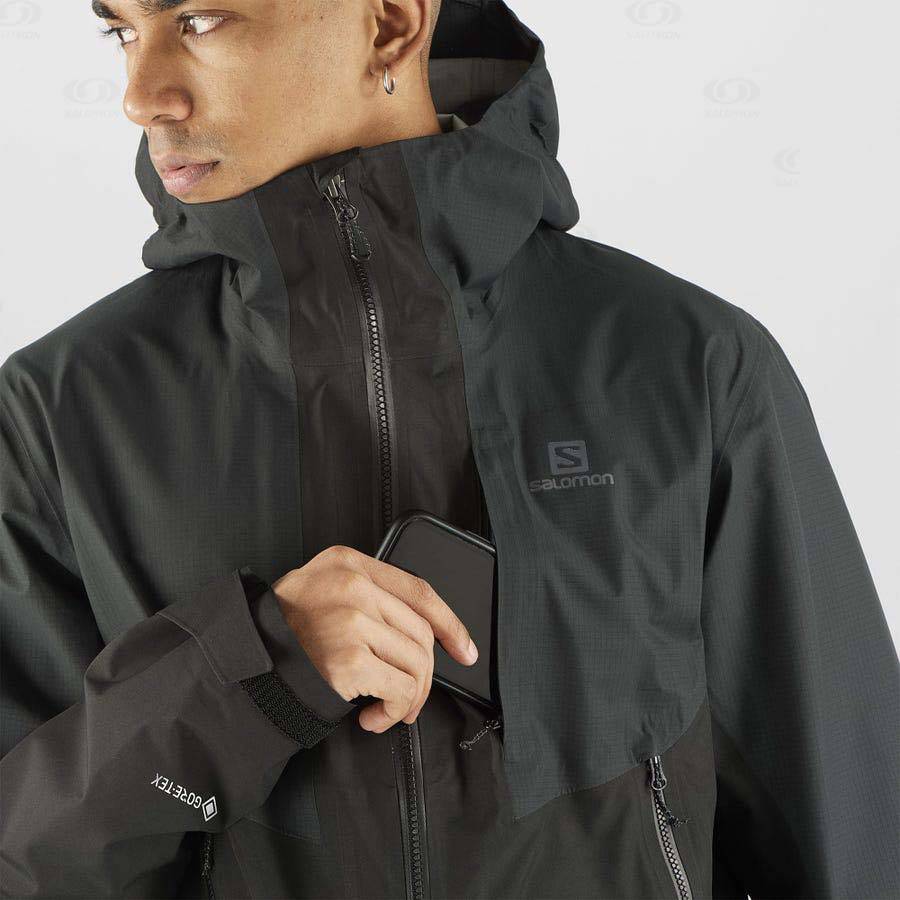 Black Salomon OUTLINE GORE-TEX HYBRID Men's Waterproof Jackets | US-W1540