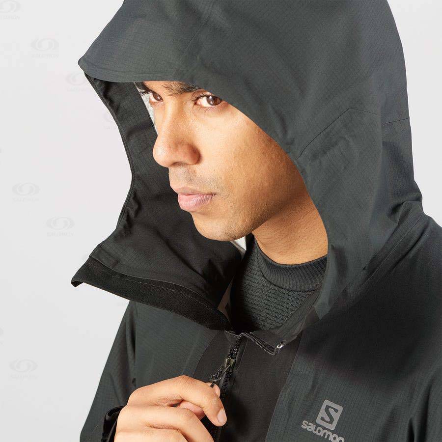 Black Salomon OUTLINE GORE-TEX HYBRID Men's Waterproof Jackets | US-W1540