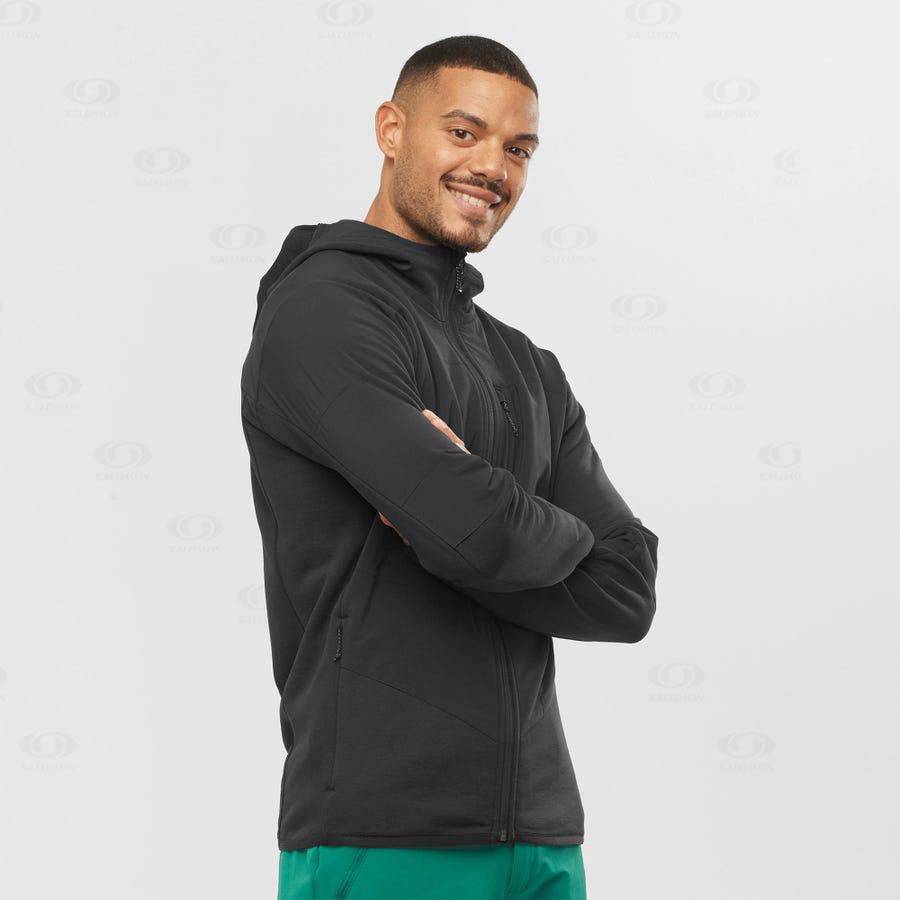 Black Salomon OUTLINE WARM HYBRID Men's Hoodie | US-M2035