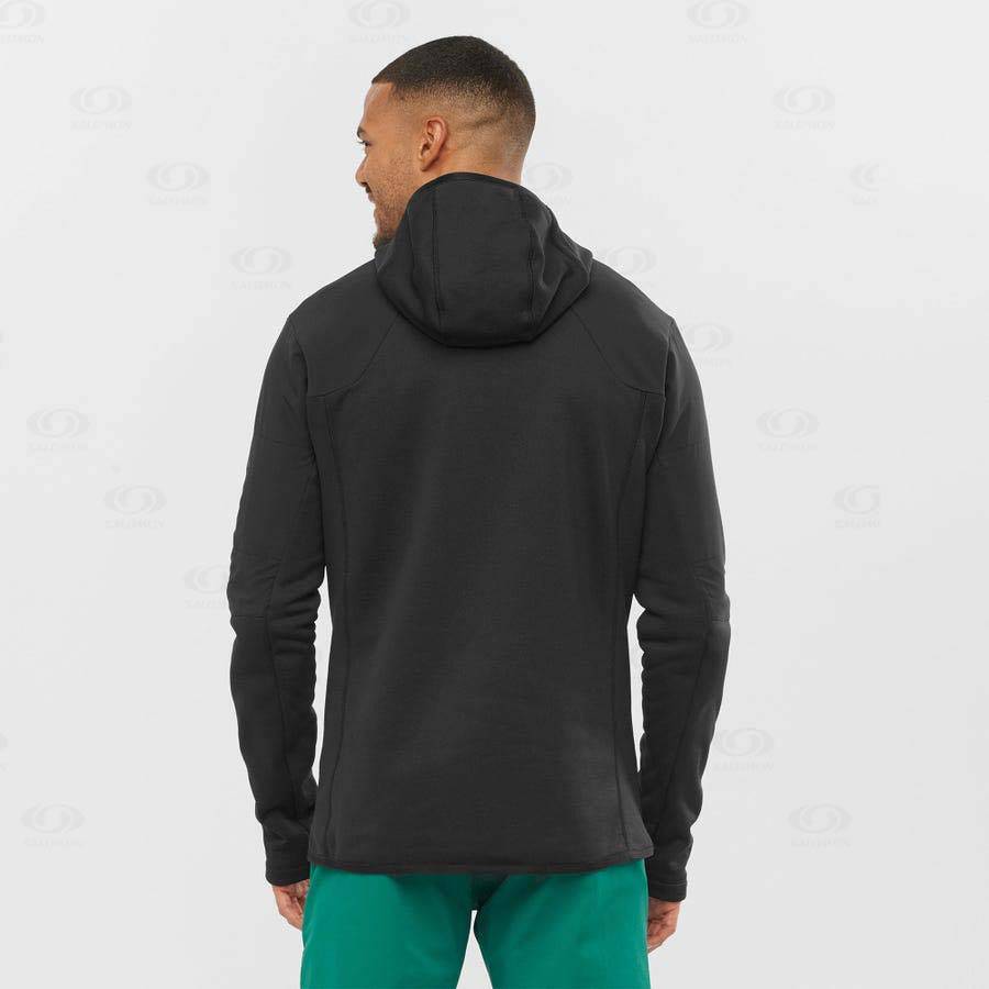 Black Salomon OUTLINE WARM HYBRID Men's Hoodie | US-M2035