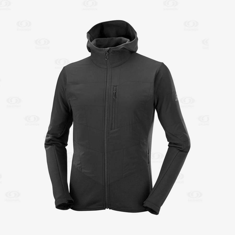 Black Salomon OUTLINE WARM HYBRID Men\'s Hoodie | US-M2035