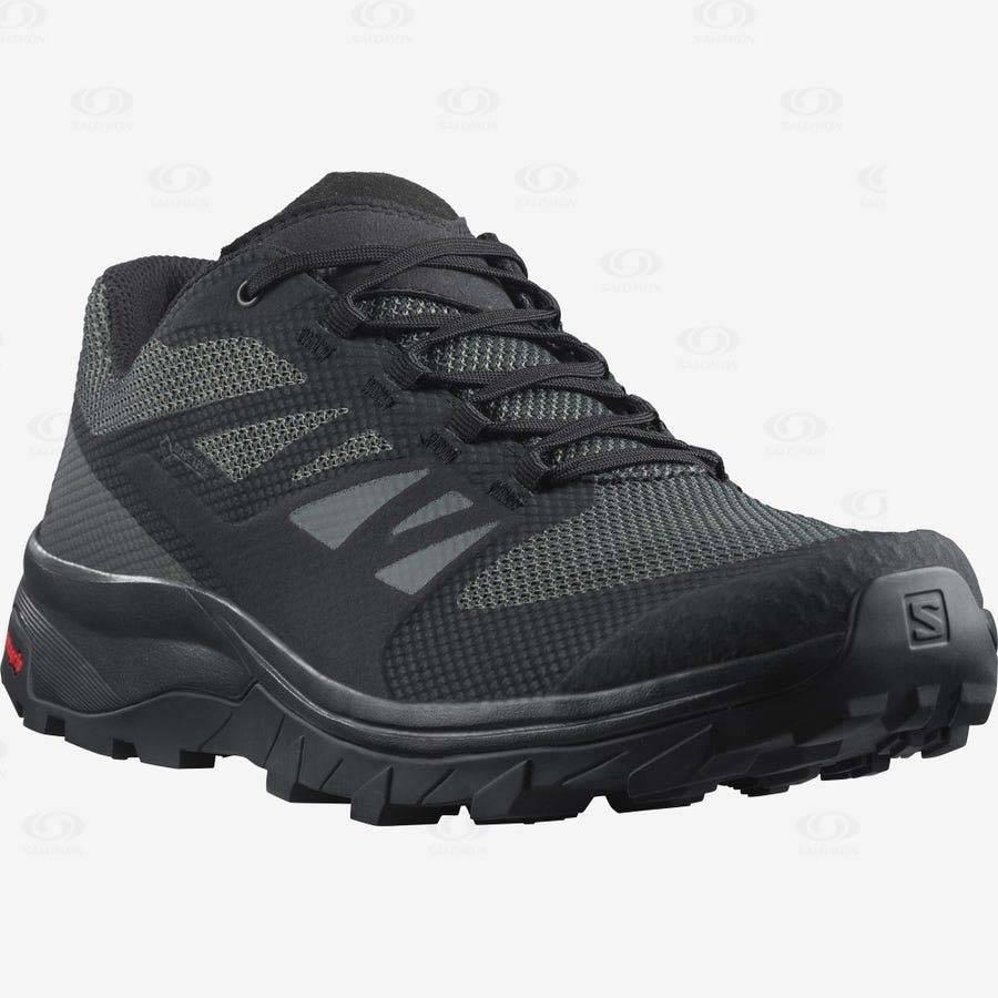 Black Salomon OUTLINE WIDE GORE-TEX Men's Hiking Shoes | US-M1860