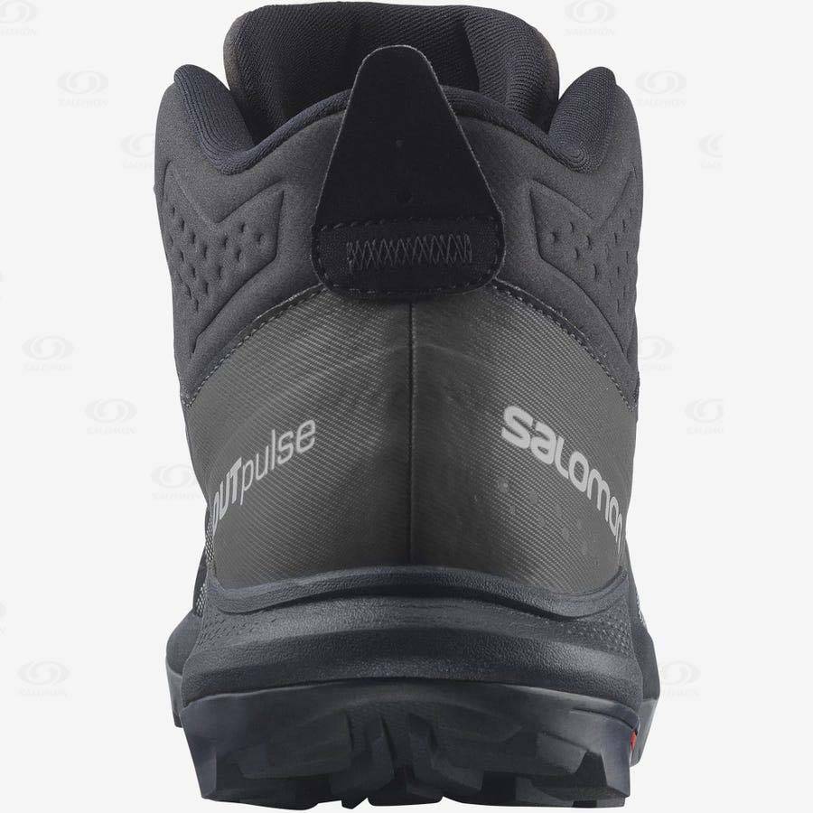 Black Salomon OUTPULSE MID GORE-TEX Men's Hiking Shoes | US-M2553