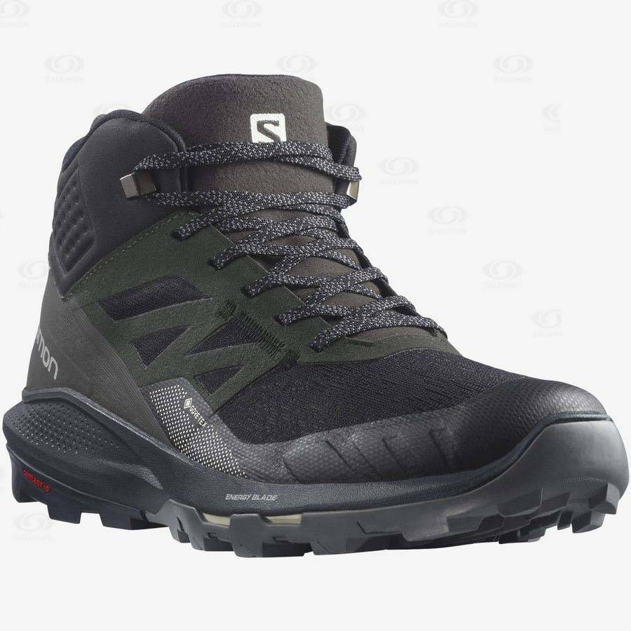 Black Salomon OUTPULSE MID GORE-TEX Men's Hiking Shoes | US-M2553