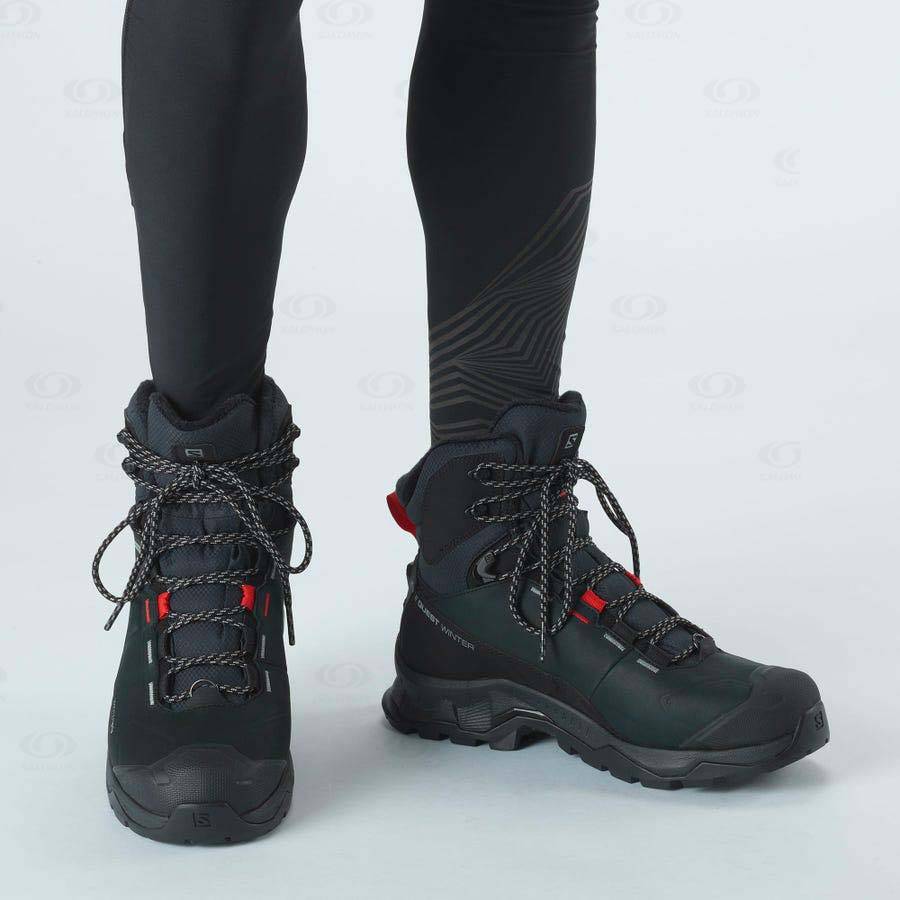 Black Salomon QUEST WINTER THINSULATE™ CLIMASALOMON™ WATERPROOF Women's Winter Boots | US-L1116