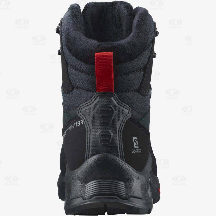 Black Salomon QUEST WINTER THINSULATE™ CLIMASALOMON™ WATERPROOF Women's Winter Boots | US-L1116