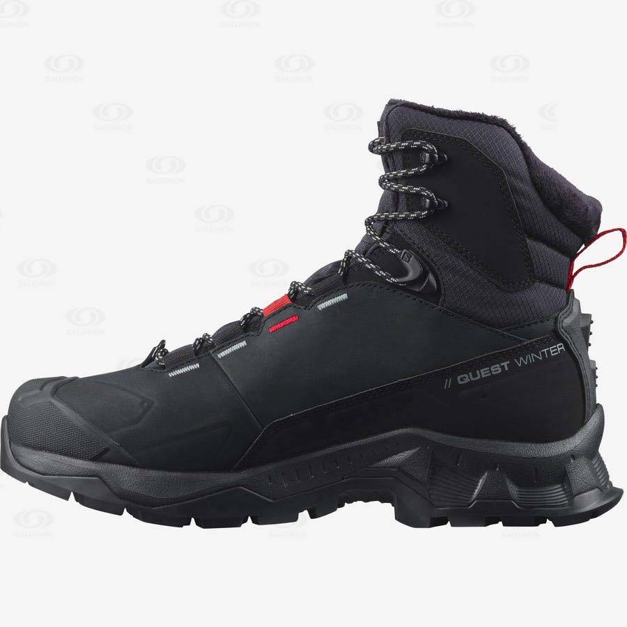 Black Salomon QUEST WINTER THINSULATE™ CLIMASALOMON™ WATERPROOF Women's Winter Boots | US-L1116