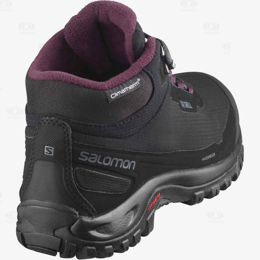 Black Salomon SHELTER CLIMASALOMON™ WATERPROOF Women's Winter Boots | US-O1194