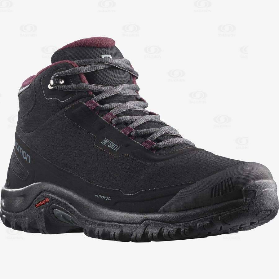 Black Salomon SHELTER CLIMASALOMON™ WATERPROOF Women's Winter Boots | US-O1194