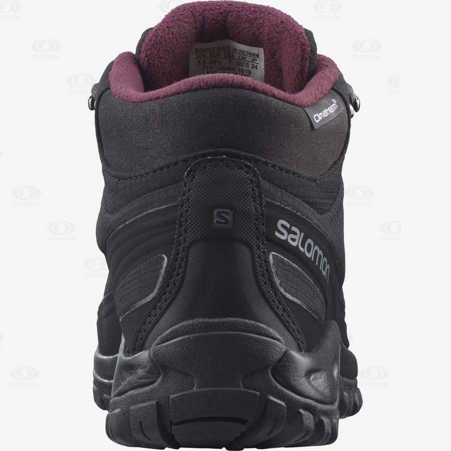 Black Salomon SHELTER CLIMASALOMON™ WATERPROOF Women's Winter Boots | US-O1194