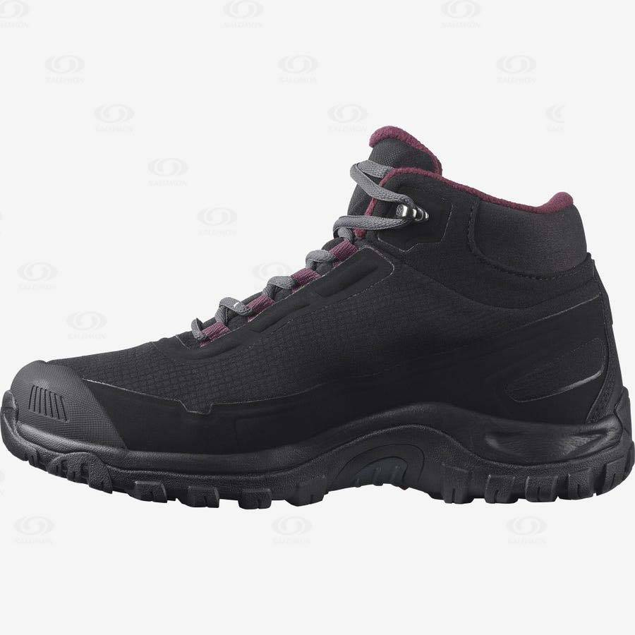 Black Salomon SHELTER CLIMASALOMON™ WATERPROOF Women's Winter Boots | US-O1194