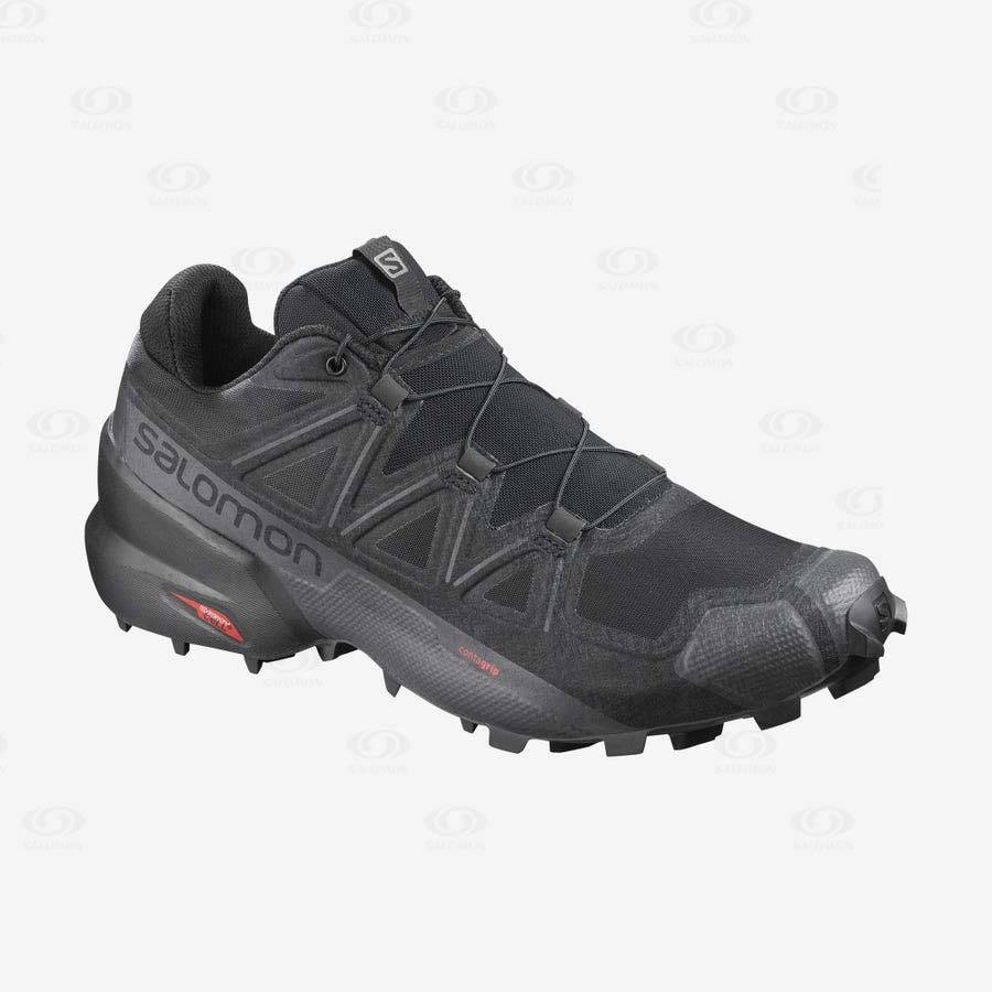 Black Salomon SPEEDCROSS 5 WIDE Men's Trail Running Shoes | US-O2561