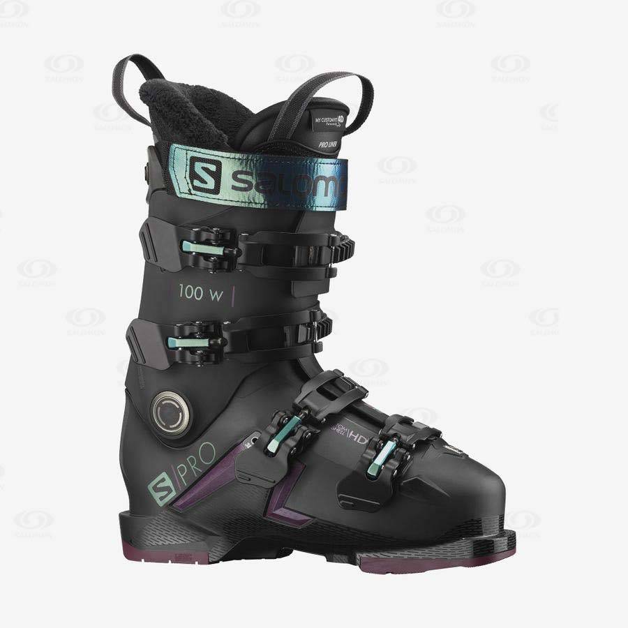 Black Salomon S/PRO 100 Women\'s Ski Boots | US-M2154