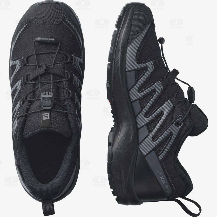 Black Salomon XA PRO V8 CLIMASALOMON™ WATERPROOF kids Hiking Shoes | US-O2328