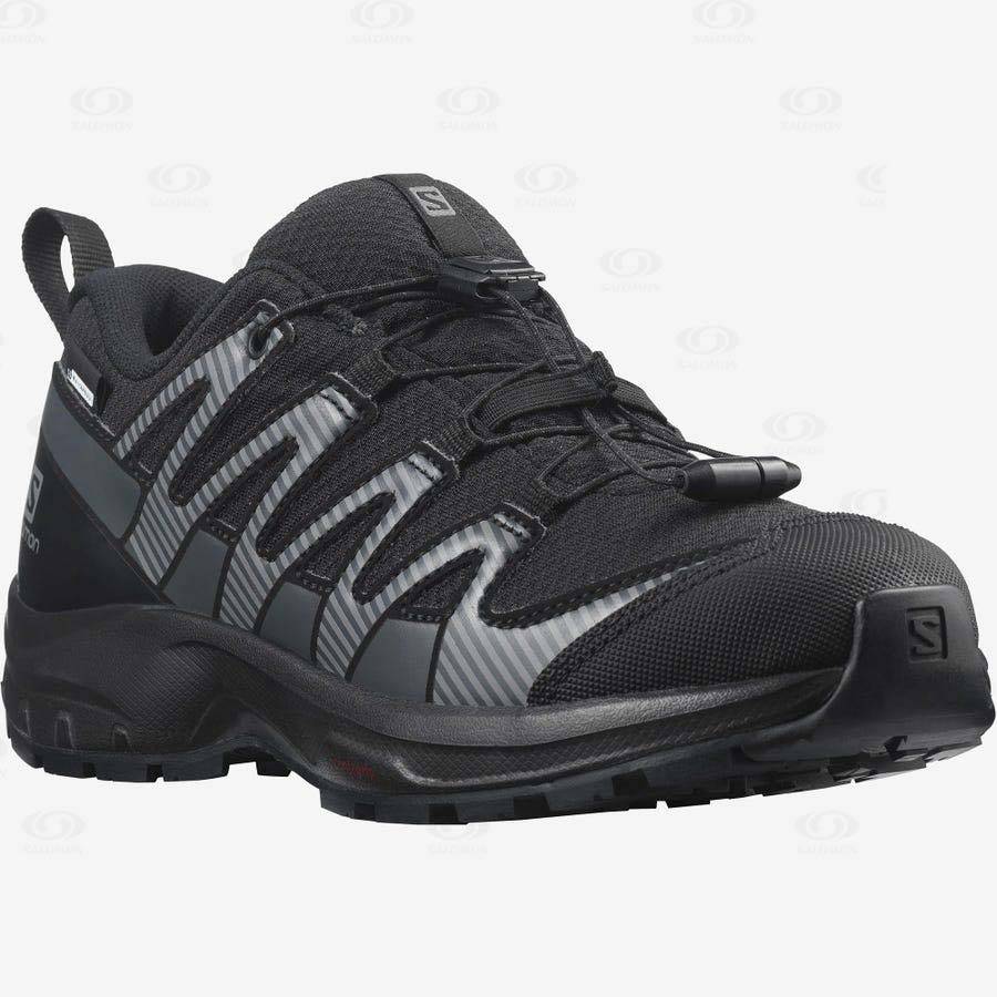 Black Salomon XA PRO V8 CLIMASALOMON™ WATERPROOF kids Hiking Shoes | US-O2328