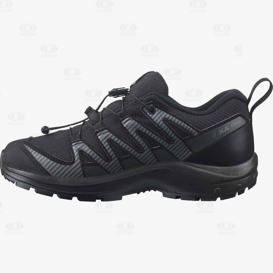 Black Salomon XA PRO V8 CLIMASALOMON™ WATERPROOF kids Hiking Shoes | US-O2328