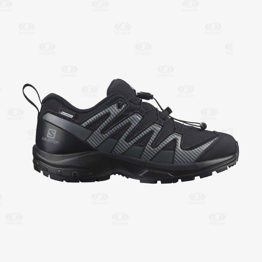 Black Salomon XA PRO V8 CLIMASALOMON™ WATERPROOF kids Hiking Shoes | US-O2328