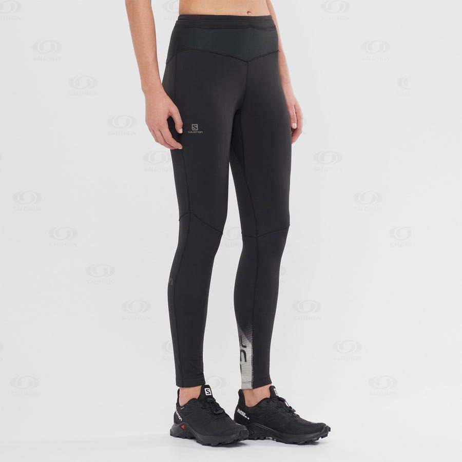 Black Salomon XA WARM Women's Running Tights | US-W2140