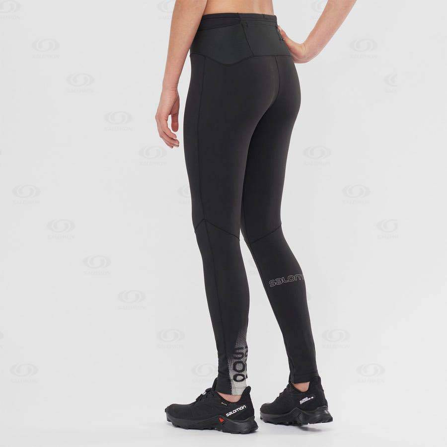 Black Salomon XA WARM Women's Running Tights | US-W2140