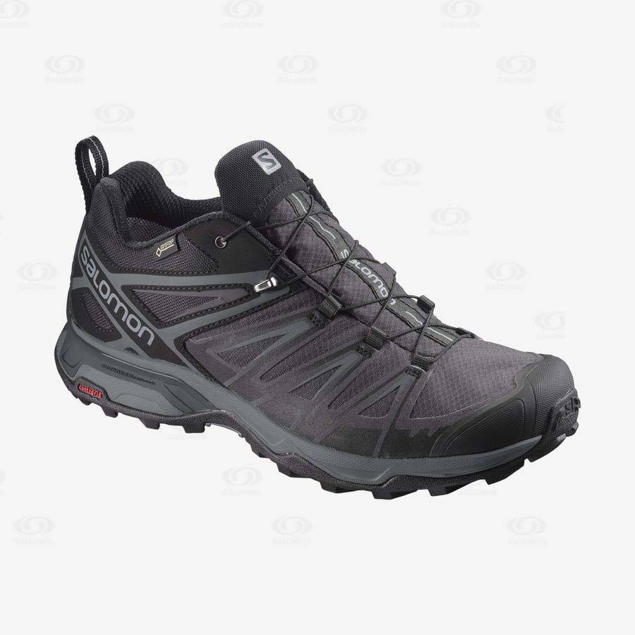 Black Salomon X ULTRA 3 WIDE GORE-TEX Men\'s Hiking Shoes | US-O1672