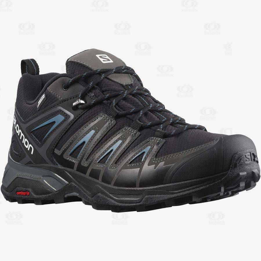 Black Salomon X ULTRA PIONEER CLIMASALOMON™ WATERPROOF Men's Hiking Shoes | US-O2615