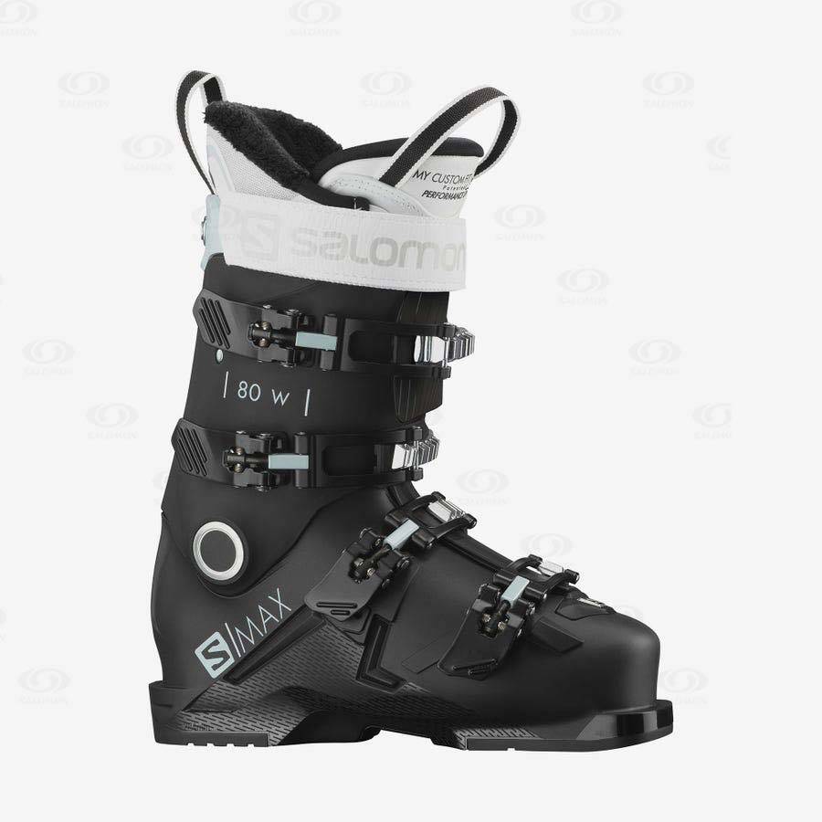 Black / White Salomon S/MAX 80 Women\'s Ski Boots | US-wO1845