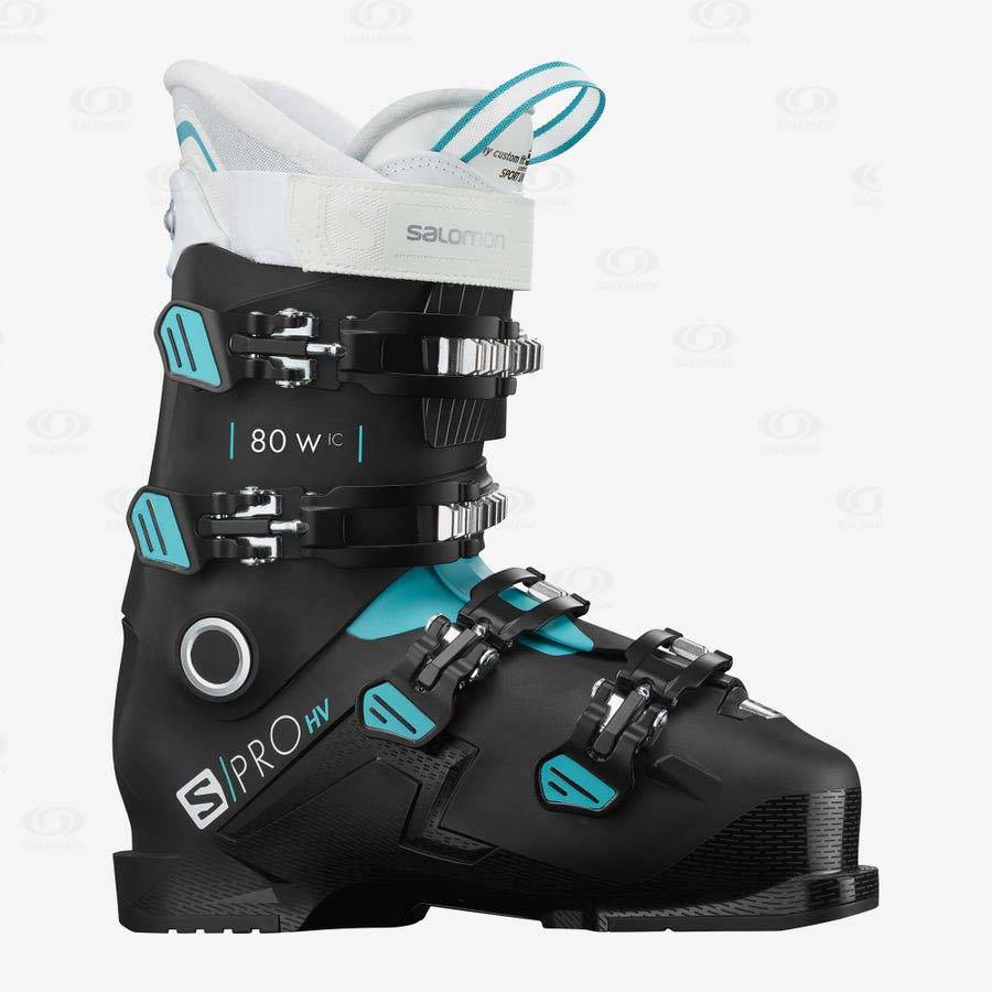 Black / White Salomon S/PRO HV 80 W IC Women\'s Ski Boots | US-W1100